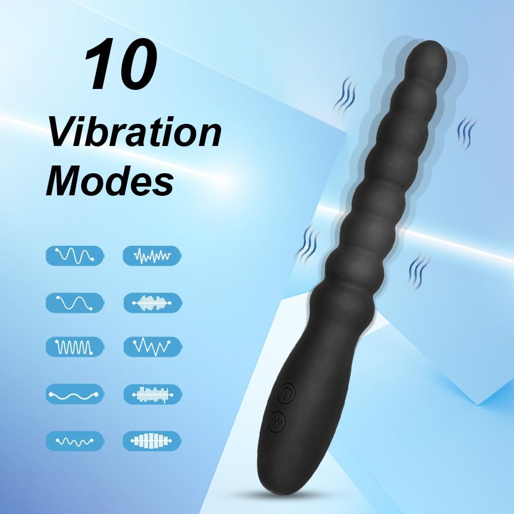 Vibrating Anal Beads Butt Plug with 10 Powerful Vibration Modes