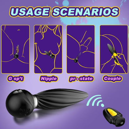 Spiral Prostate Massager Anal Butt Plug with 7 Vibrating & 7 Head Rotating Modes