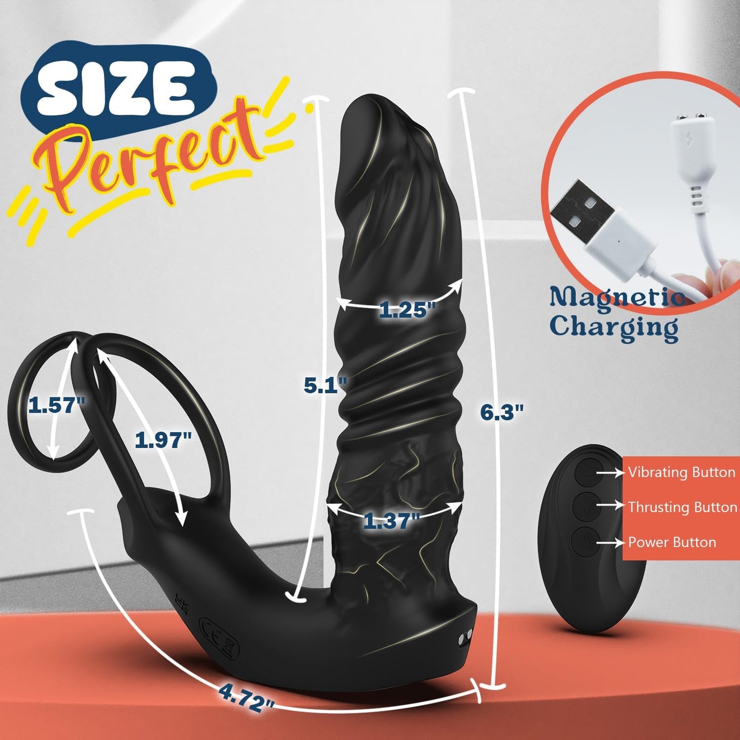 5-IN-1 Thrusting Anal Vibrator Prostate Massager with 9 Thrusting & Vibrating Modes