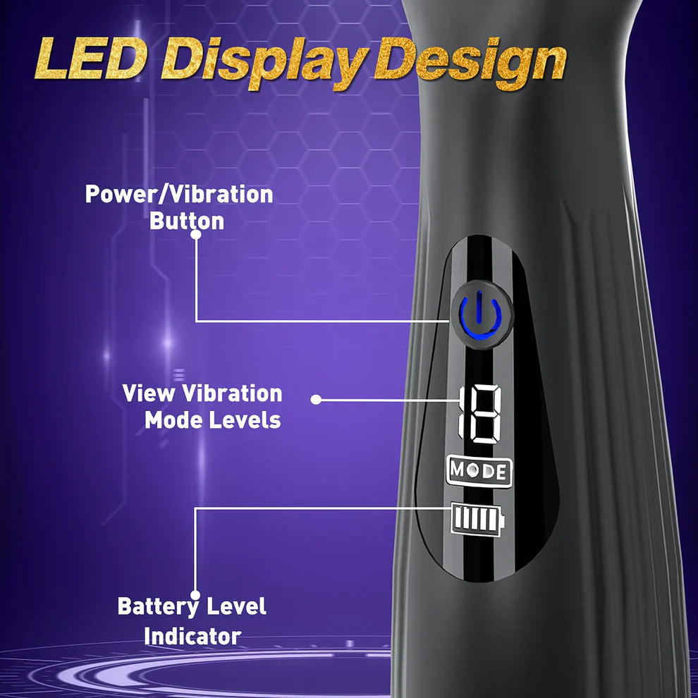 LED Display Penis Trainer Glans Vibrator Massager Masturbator with 10 Vibration Modes