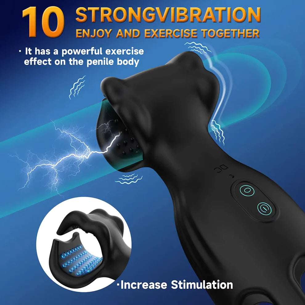 Penis Trainer Vibrator Glans Stimulator Oral Sex Masturbator with 9 Modes