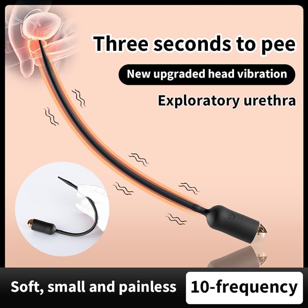 9.8" Urethral Sounds Dilators Penis Plug Stimulator with 10 Vibrating & Heating