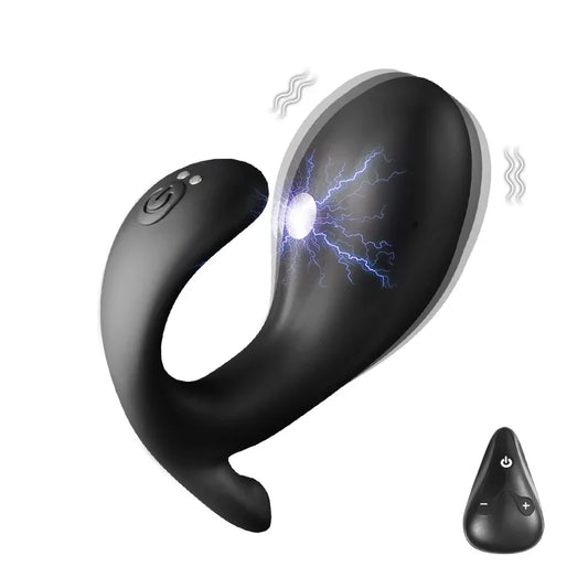 Portable Anal Butt Plug Vibrator with 12 Vibration & 7 Electric Shock Modes