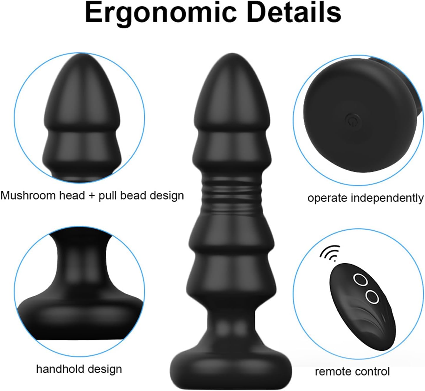 Thrusting Anal Vibrator Prostate Massager with 5 Vibrations & Thrusts