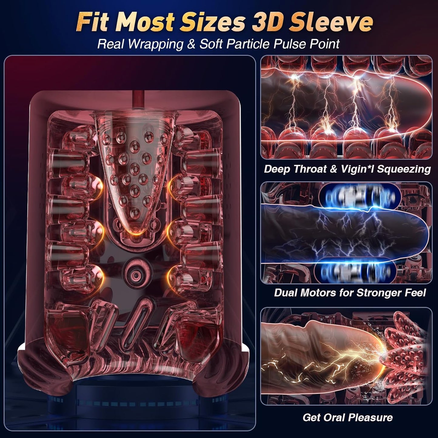 Automatic Masturbator Penis Pump with 12S Vacuum Pump & 7 Thrusting Rotating Vibrating Sucking Licking