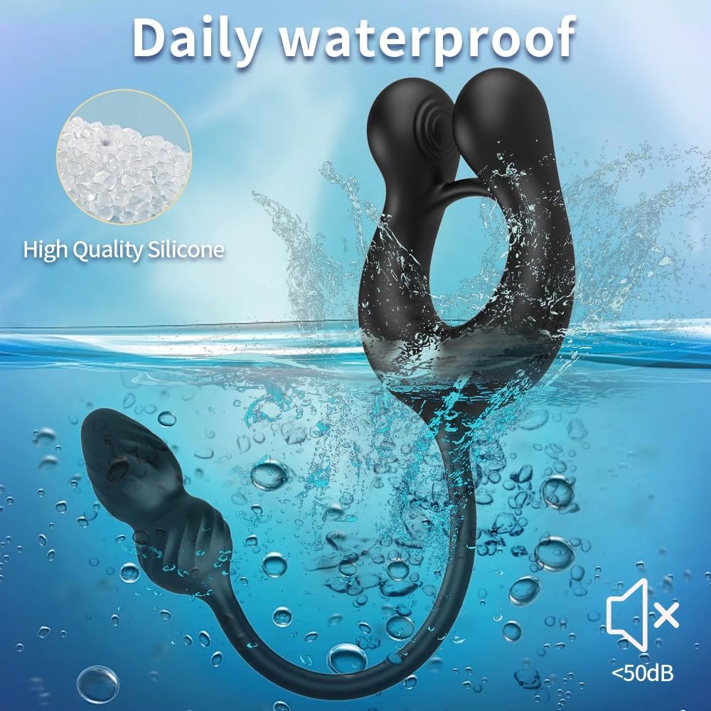 4 IN 1 Anal Vibrator Cock Ring Prostate Massager with 10 Vibration Modes & 3 Motors