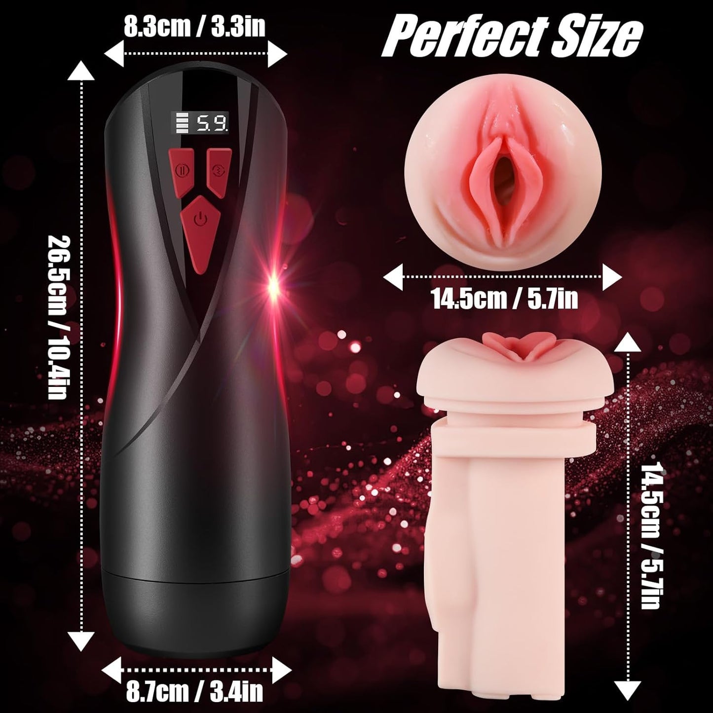 LCD Display Automatic Masturbator with Powerful 9 Vibration & 5 Suction Modes