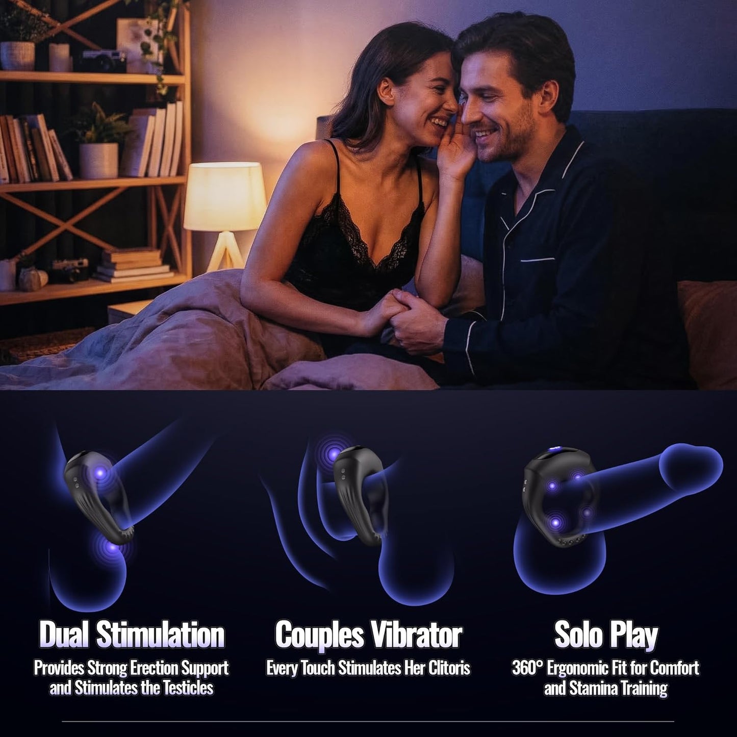 Smart APP Control Wrap-Around Cock Ring Penis Trainer Vibrator with 10 Vibrations Modes
