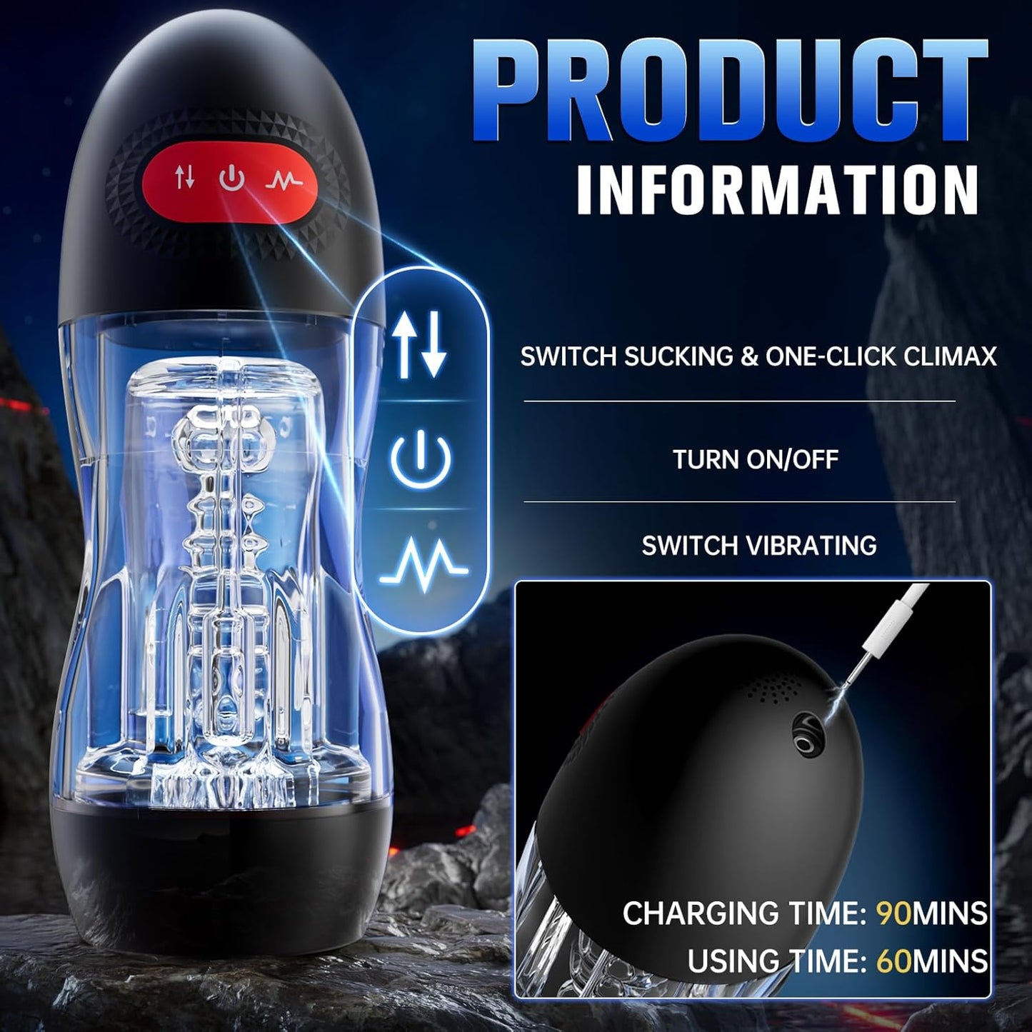 Automatic Masturbator Penis Pump Stroker with 9 Sucking & 10 Vibrating Modes