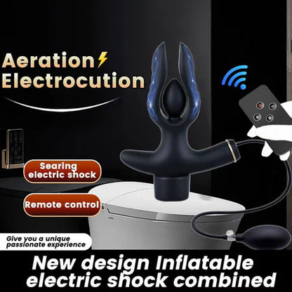E-stim Inflatable Anal Plug Electro Stimulation Dildo Set with 12 Modes & 19 Intensities