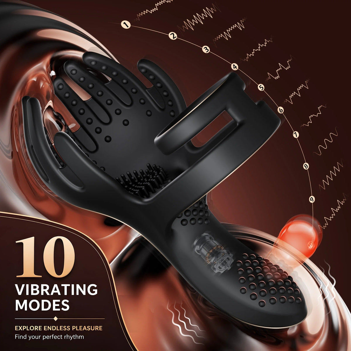 3 IN 1 Cock Ring Vibrator Testicle Stimulator Massager with 10 Vibration Modes
