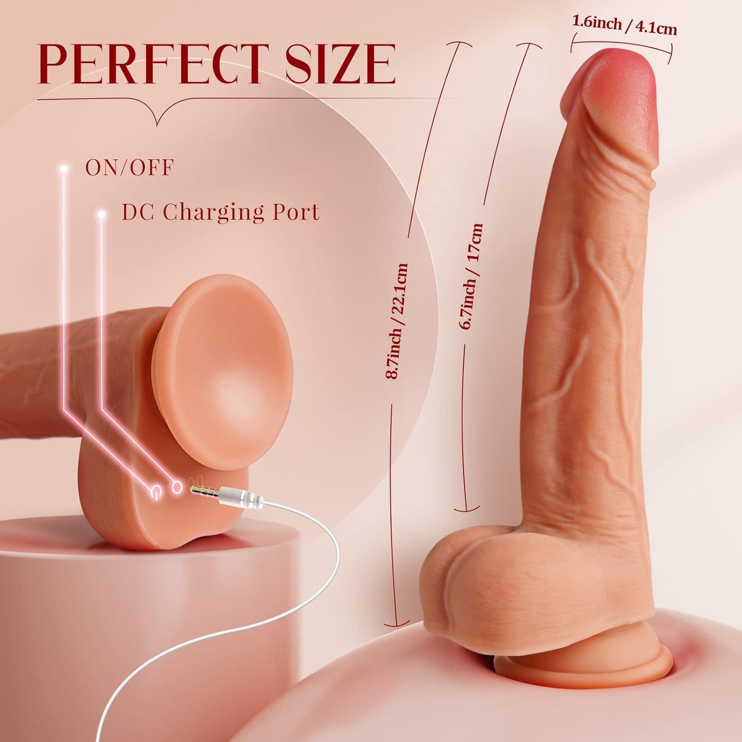 Multi-function Realistic Dildo Vibrator with 8 Thrusting & Vibrating Modes