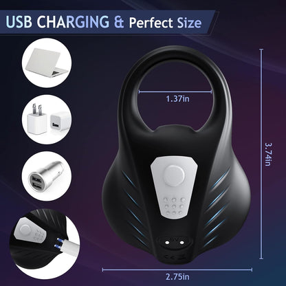 Full Wrapped Cock Ring Penis Trainer Vibrator Testicles Stimulator with 7 Vibrations Modes