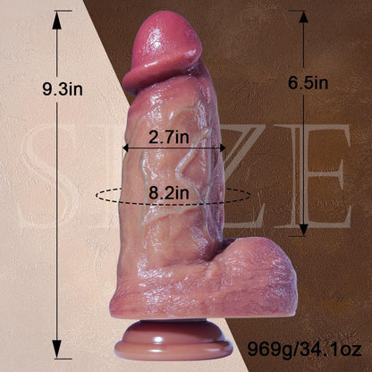 2.7" Diameter Extra Huge Realistic Silicone Dildo with Big Suction Cup