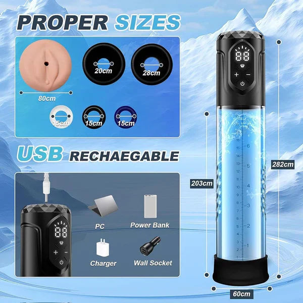 4 IN 1 Electric Penis Pump Enlarger Masturbator with 5 Suction & 5 Training Modes