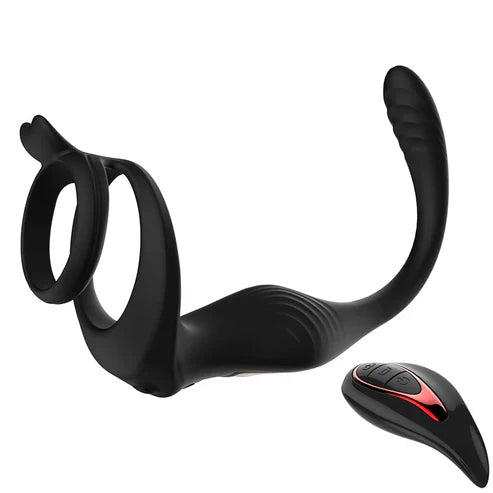 Anal Vibrator Penis Ring Prostate Massager Butt Plug with 9 Vibrating & Thrusting Modes