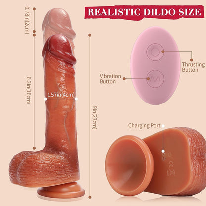 Ultra Vivid Realistic Dildo with 3 Thrusting 5 Vibration Modes