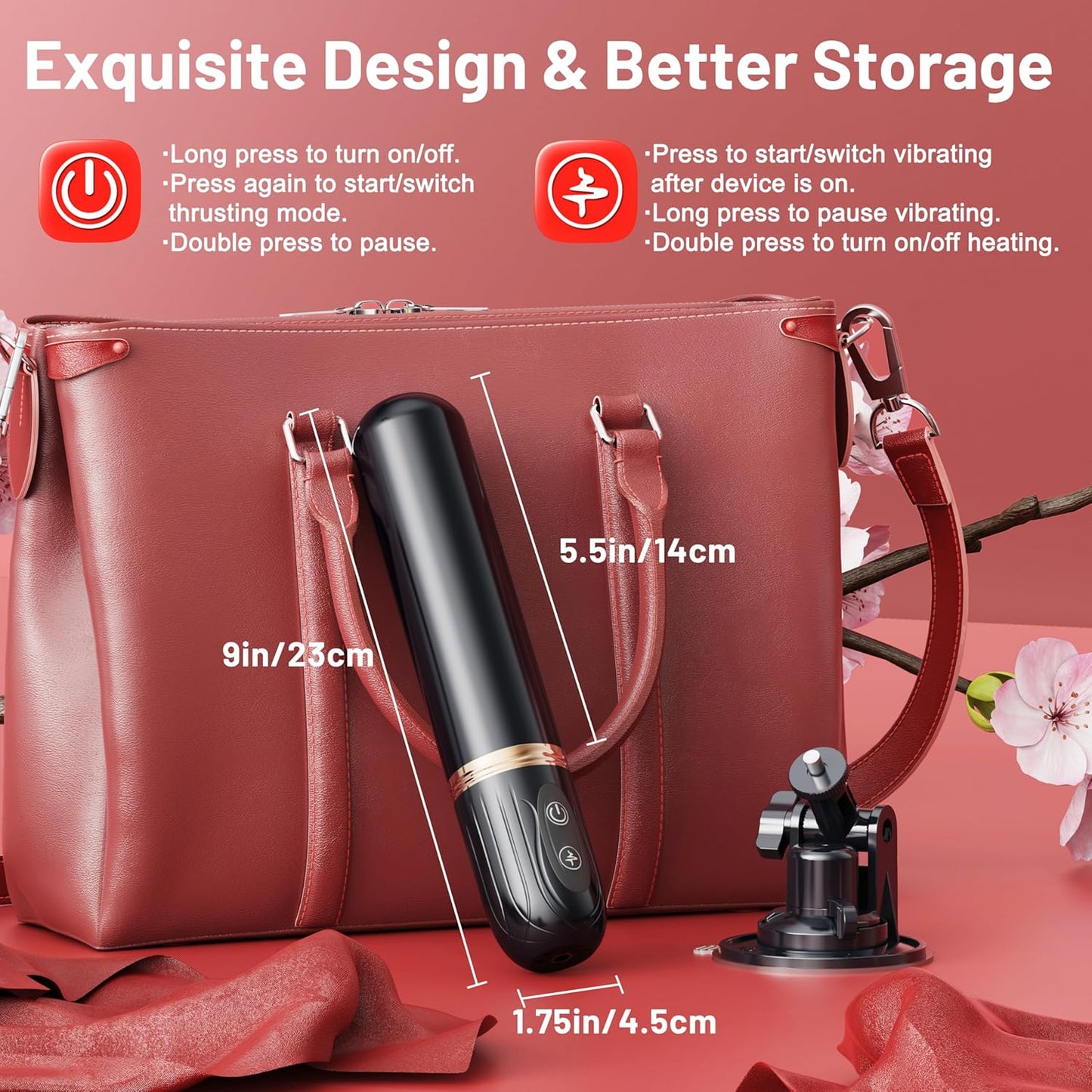 2 IN 1 Realistic Dildo Sex Machine Vibrator with 10 Vibrating & 10 Thrusting Modes