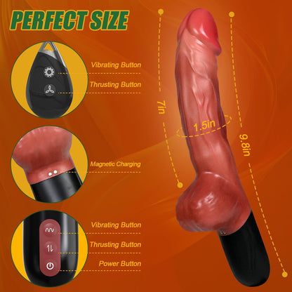 9.8" Realistic Thrusting Dildo Sex Machine with 7 Thrusting & 7 Vibration Modes