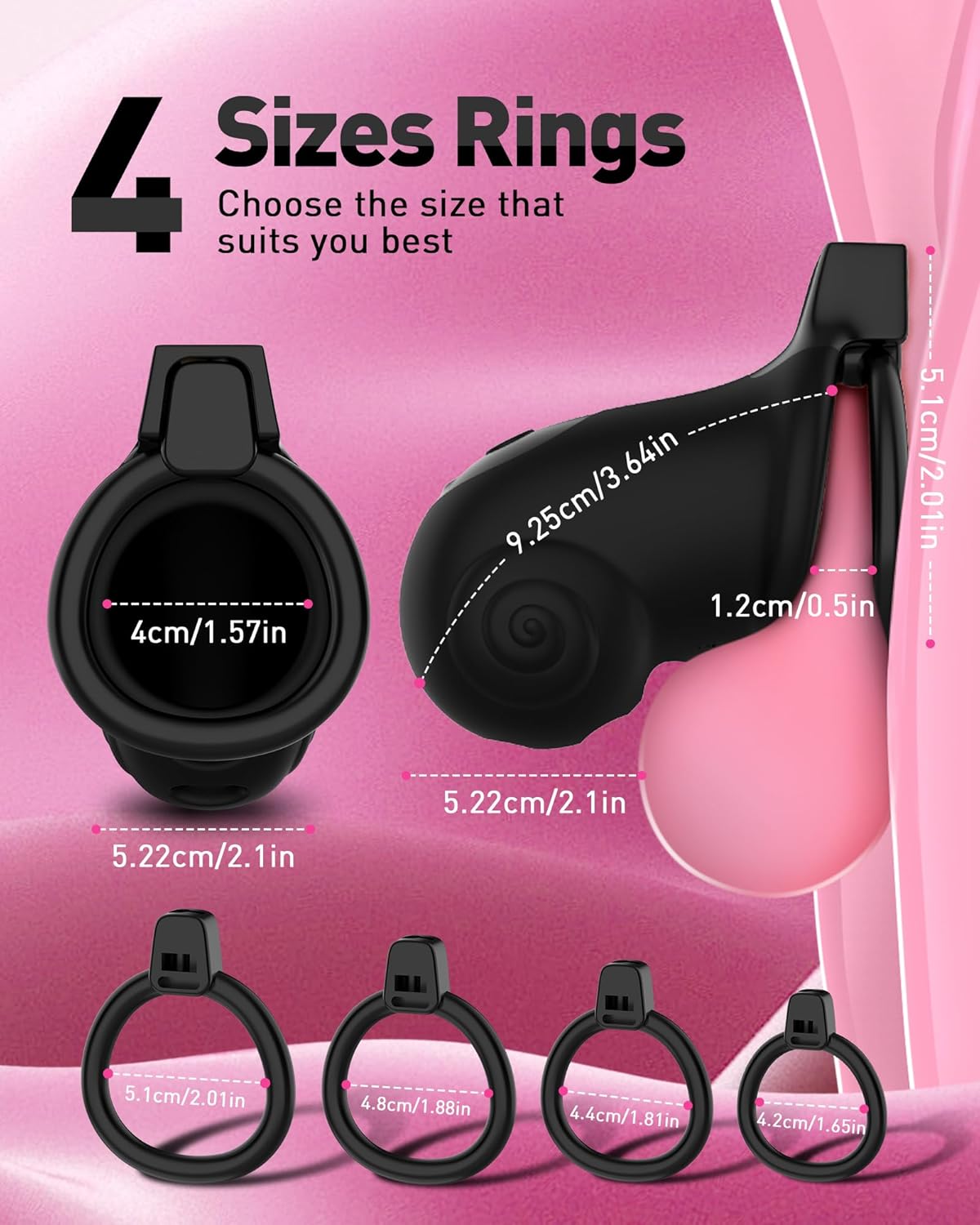 App Control Locking Chastity Cage Device Sex Toy with 8 Vibration Modes