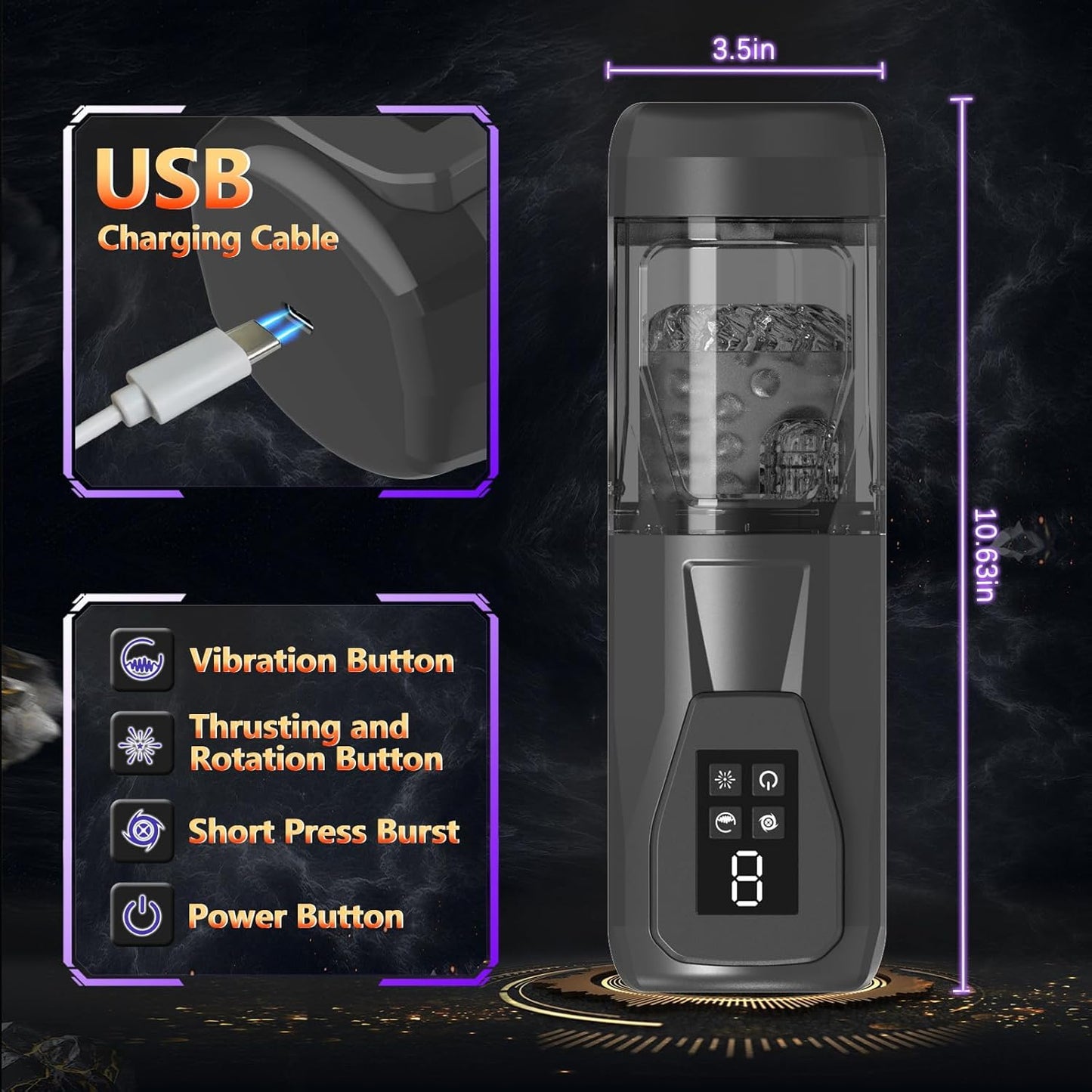 Automatic Male Masturbators Penis Trainer with 7 Vibrating & Rotating & Thrusting & Licking