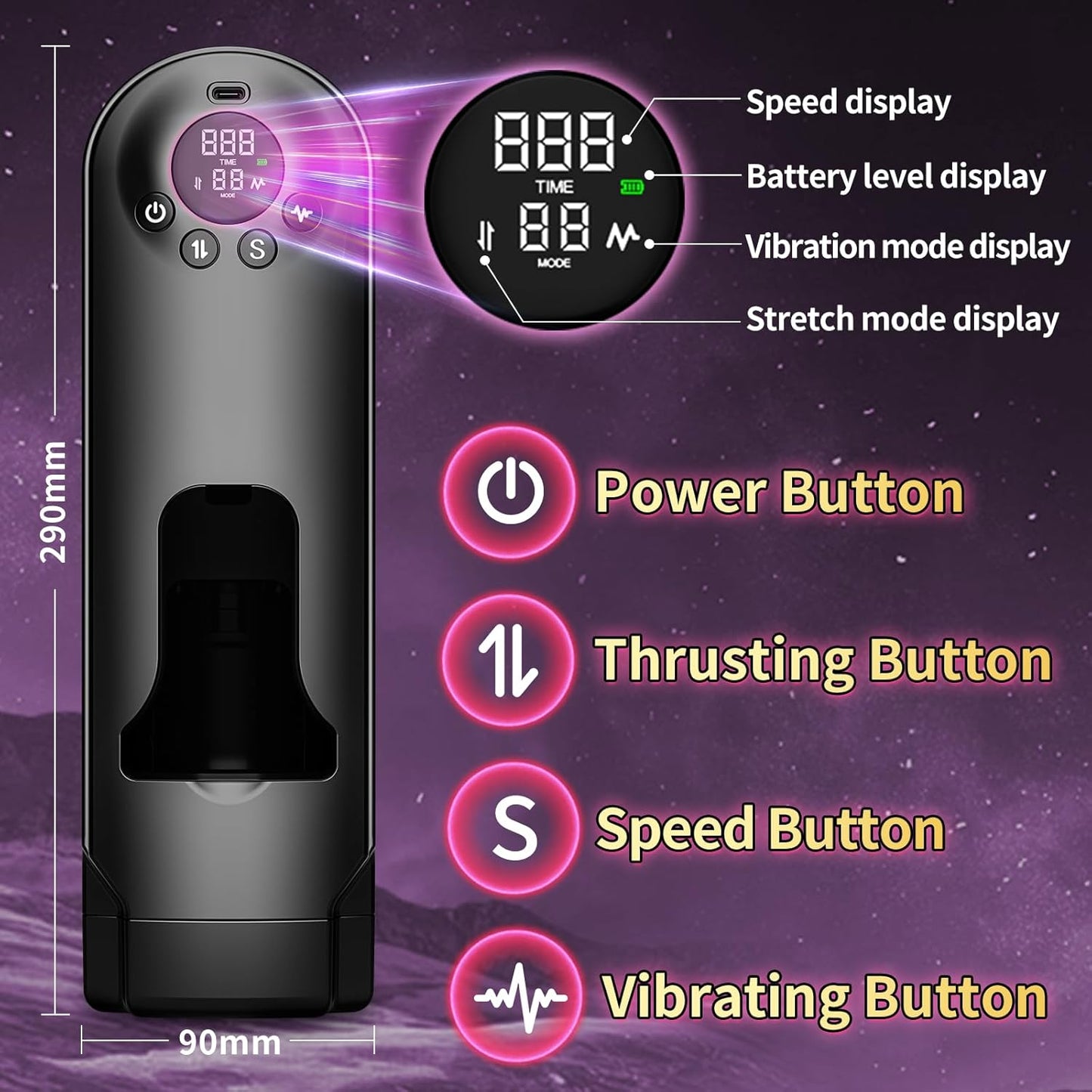 3 in 1 Automatic Masturbator Blowjob Machine with 7 Thrusting & 7 Rotating Modes