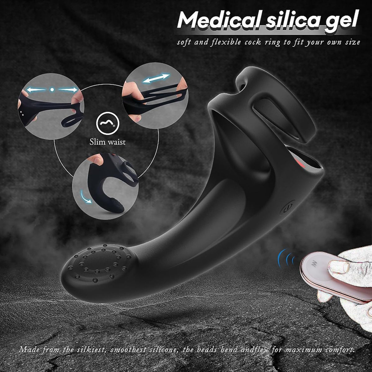 Erection Massager Penis Trainer Vibrator Cock Ring with 9 Powerful Vibration Modes