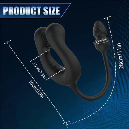 2 IN 1 Anal Vibrator Butt Plug Penis Ring Cockring with 10 Vibrations & Telescope