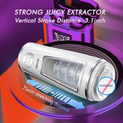 3 Adjustable Beaded Stroking Automatic Masturbator with 7 Modes & 3 Speeds