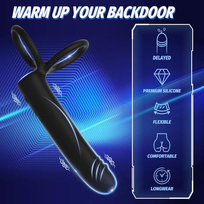 3 IN 1 Anal Dildo Vibrator Butt Plug with 10 Vibration Modes