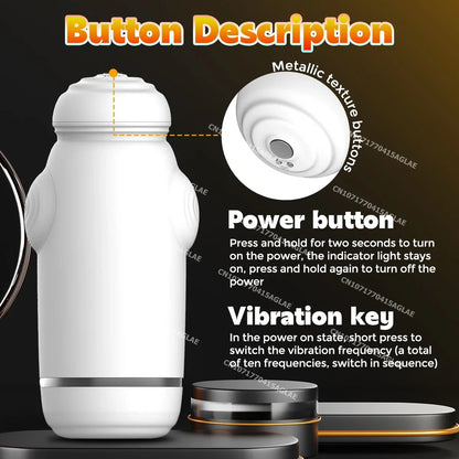 Automatic Masturbator Penis Trainer Vibrator Stroker Blowjob with 10 Vibration Modes