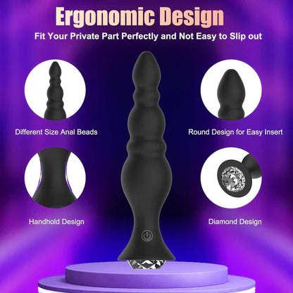 Remote Control Anal Beads Butt Plug Prostate Massager with 10 Powerful Vibrations