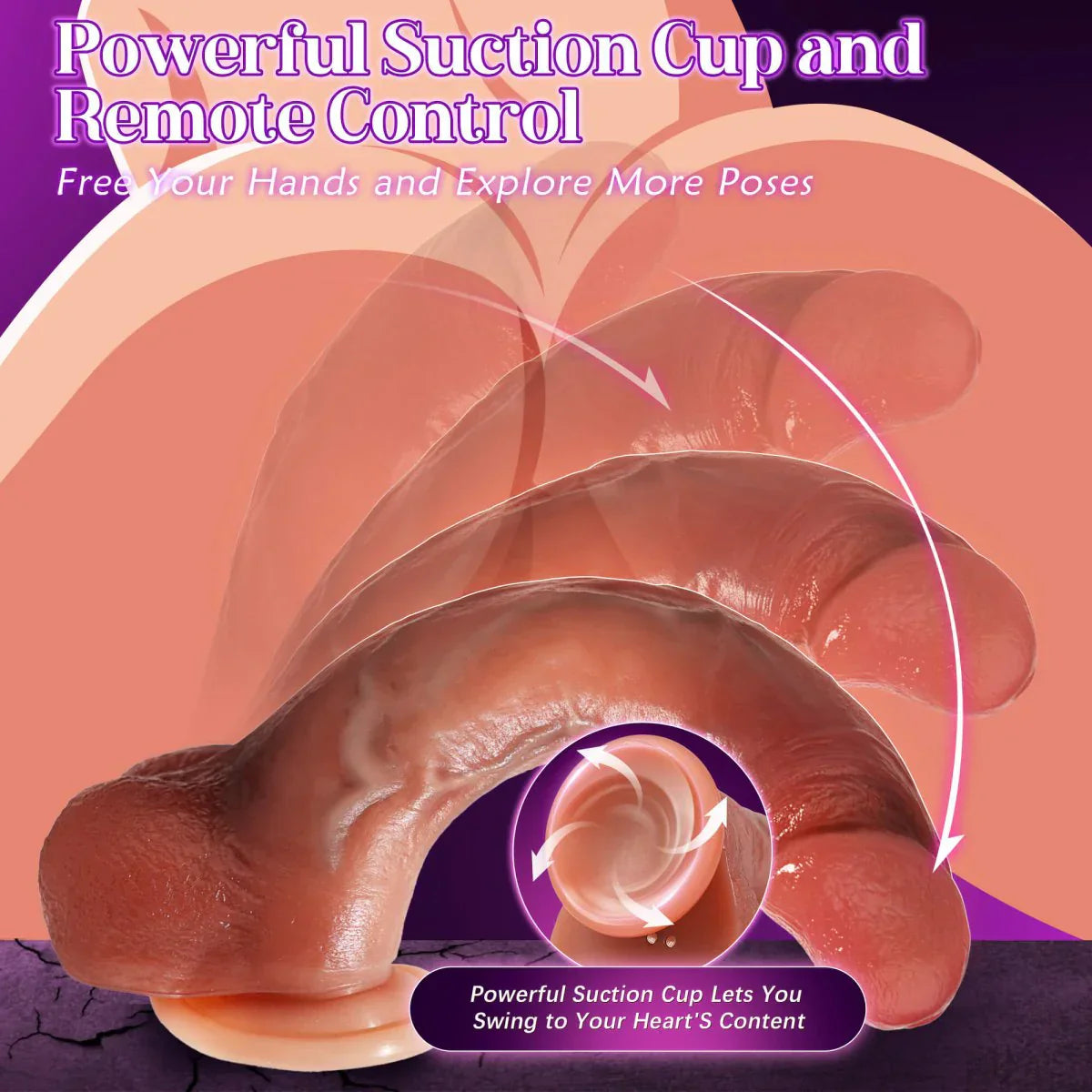 App-control Realistic Big Dildo with Heating & Vibrating & Stretching Modes