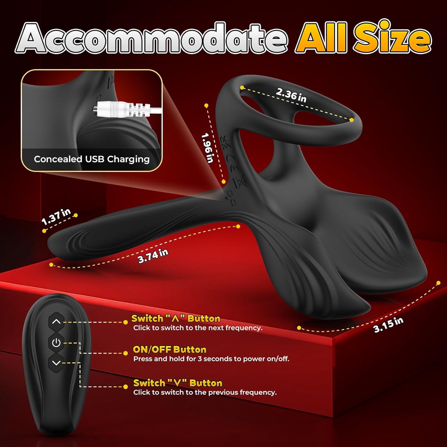 Dual Penis Ring Male Delay Erection Rose Clitoral Stimulator G Spot Vibrator with 10 Modes