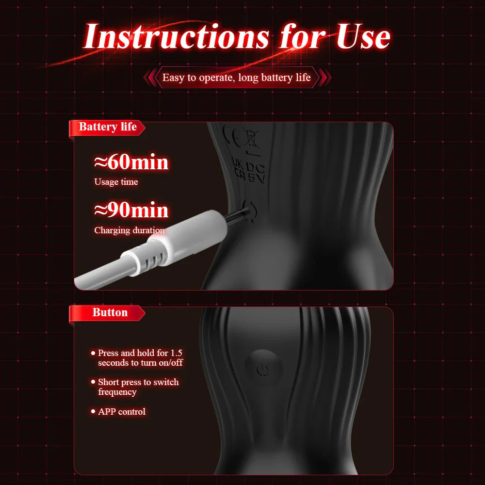 Glans Trainer Penis Massager Urethral Plug Stimulator with 10 Vibration Modes