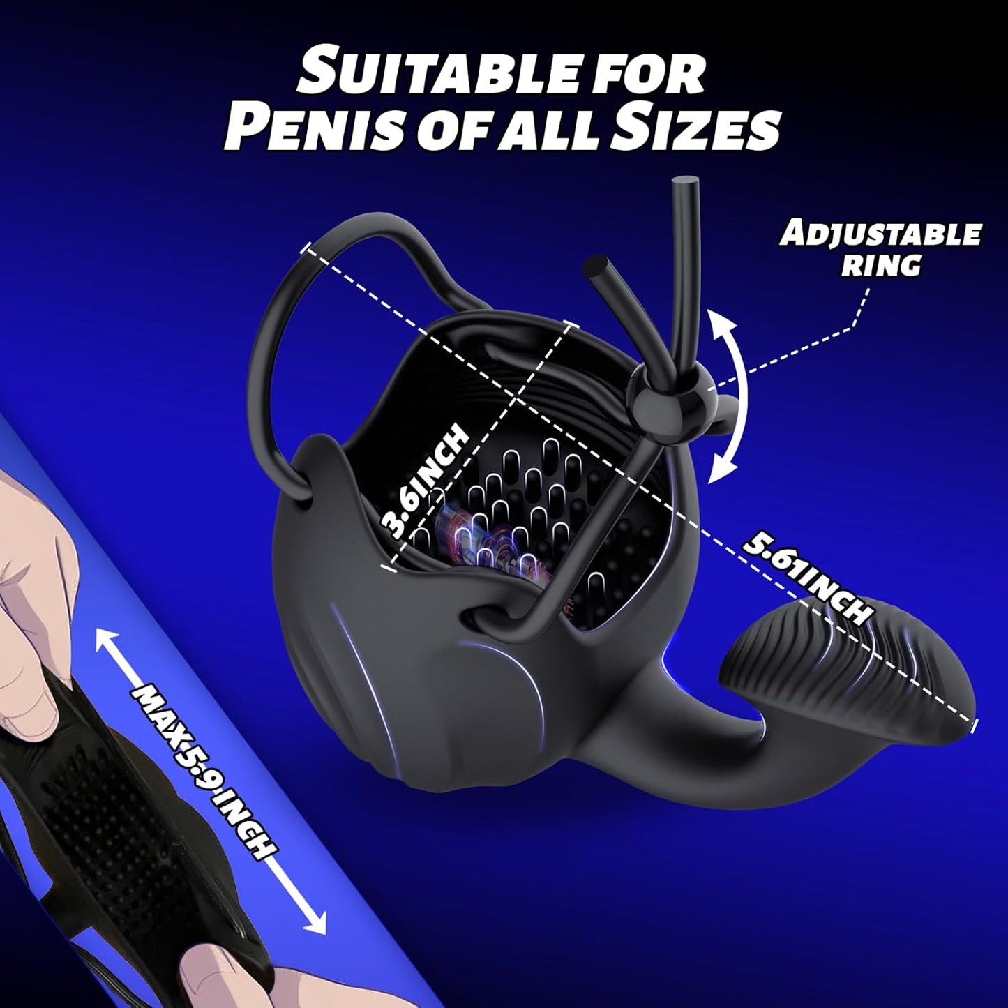 Glans Trainer Cock Rings Testicle Stimulator Masturbator with 10 Vibrations