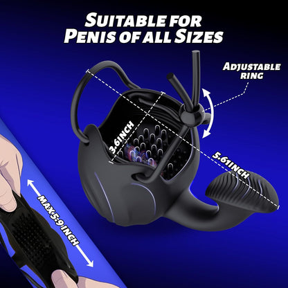 Glans Trainer Cock Rings Testicle Stimulator Masturbator with 10 Vibrations