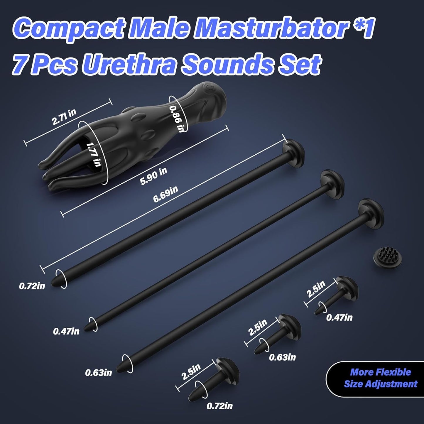 Penis Vibrator Stimulator Urethral Sounds Set Msturbator with 10 Vibrations