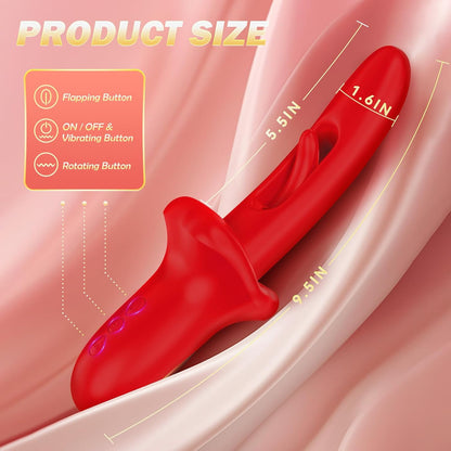 G Spot Vibrator Tongue Rose Sex Toy with 7 Flapping & 10 Vibration Modes