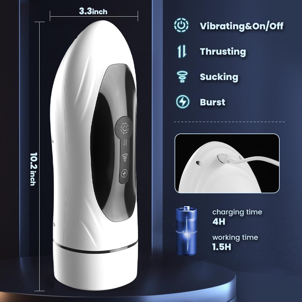 3 in 1 Automatic Male Masturbator with 5 Thrusting & 4 Suction & 7 Vibration Modes