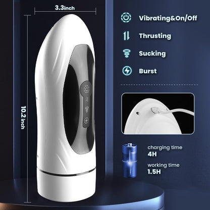 3 in 1 Automatic Male Masturbator with 5 Thrusting & 4 Suction & 7 Vibration Modes