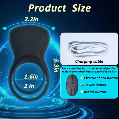 E-stim Cock Ring Penis Trainer Stimulator with 10 Vibrations & 5 Electric Shocks