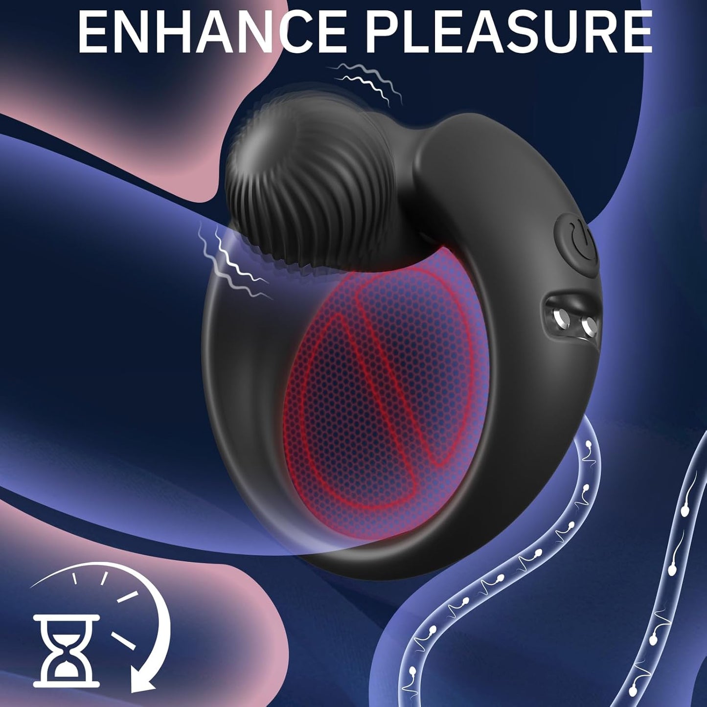 Cock Ring Lasting Erection Enhancer Penis Vibrator with 9 Vibration Modes