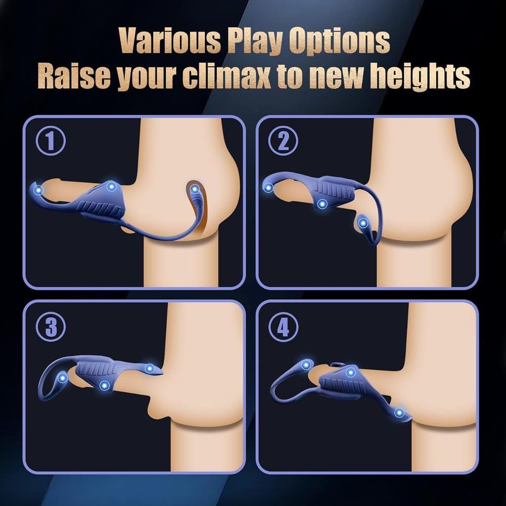 4 IN 1 Electric Penis Trainer Vibrator Cock Ring Prostate Massager with 10 Strong Vibrations