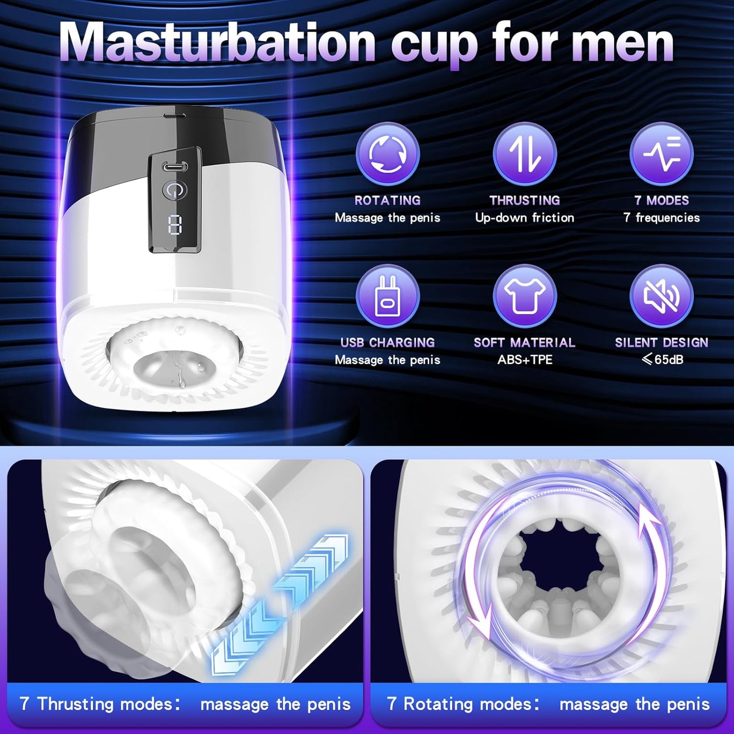Automatic Masturbator Penis Trainer Stroker Blowjob with 7 Thrusting & Sucking Modes