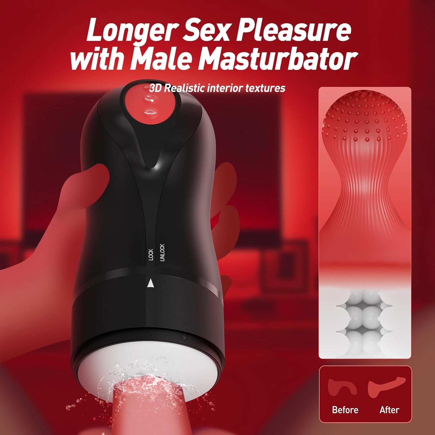 Automatic Masturbator Blowjob Stroker with 3 Swirling 5 Tightening 10 Vibration Modes
