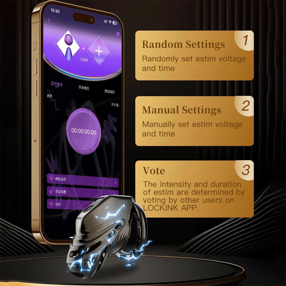 E-stim Chastity Cage with 100 Thrust Frequency & 3 Thrust Intensity Levels