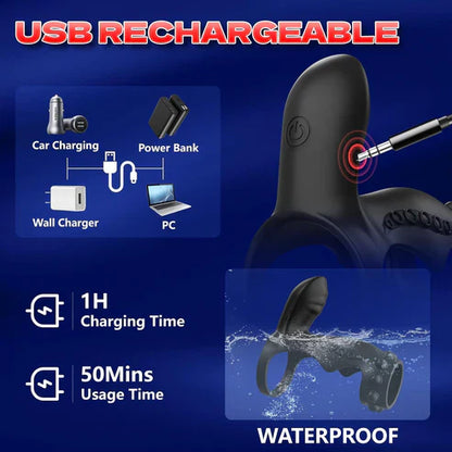 360° Raised Grains Penis Ring Trainer Masturbator with 9 Vibrating Modes