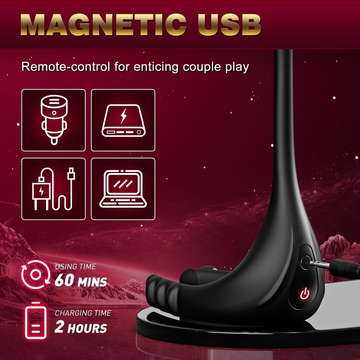 4 in 1 Prostate Massager Penis Ring Butt Plug with 10  Powerful Vibration Modes