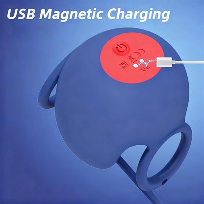 Testicle Massager Cock Ring Penis Trainer Vibrator Stimulator with 10 Vibrations Modes